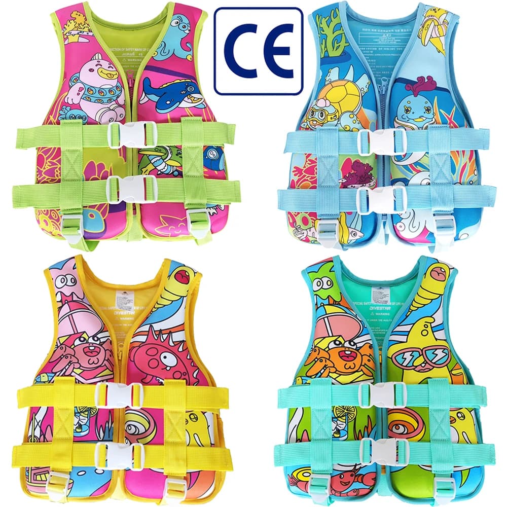 Giubbotto di Salvataggio in Neoprene con Certificazione CE, Motivo Cartone Animato per Persone da 20-50 KG, per Kayak/SUP/Vela/Rafting/Canoa/Nuoto/Pesca