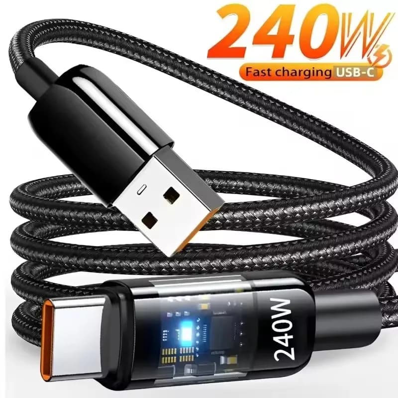 240 W Super Fast USB Type C Charging Cable for Samsung Xiaomi Huawei Honor USB C Charger Data Cable with LED Digital Display
