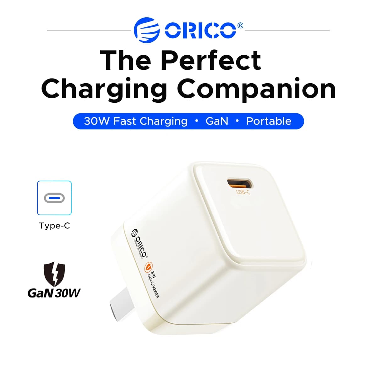 ORICO Gallium Nitride Charger Mobile Charging Head PD30W Fast Charging Dual C Type-C Data Cable Portable Universal Set