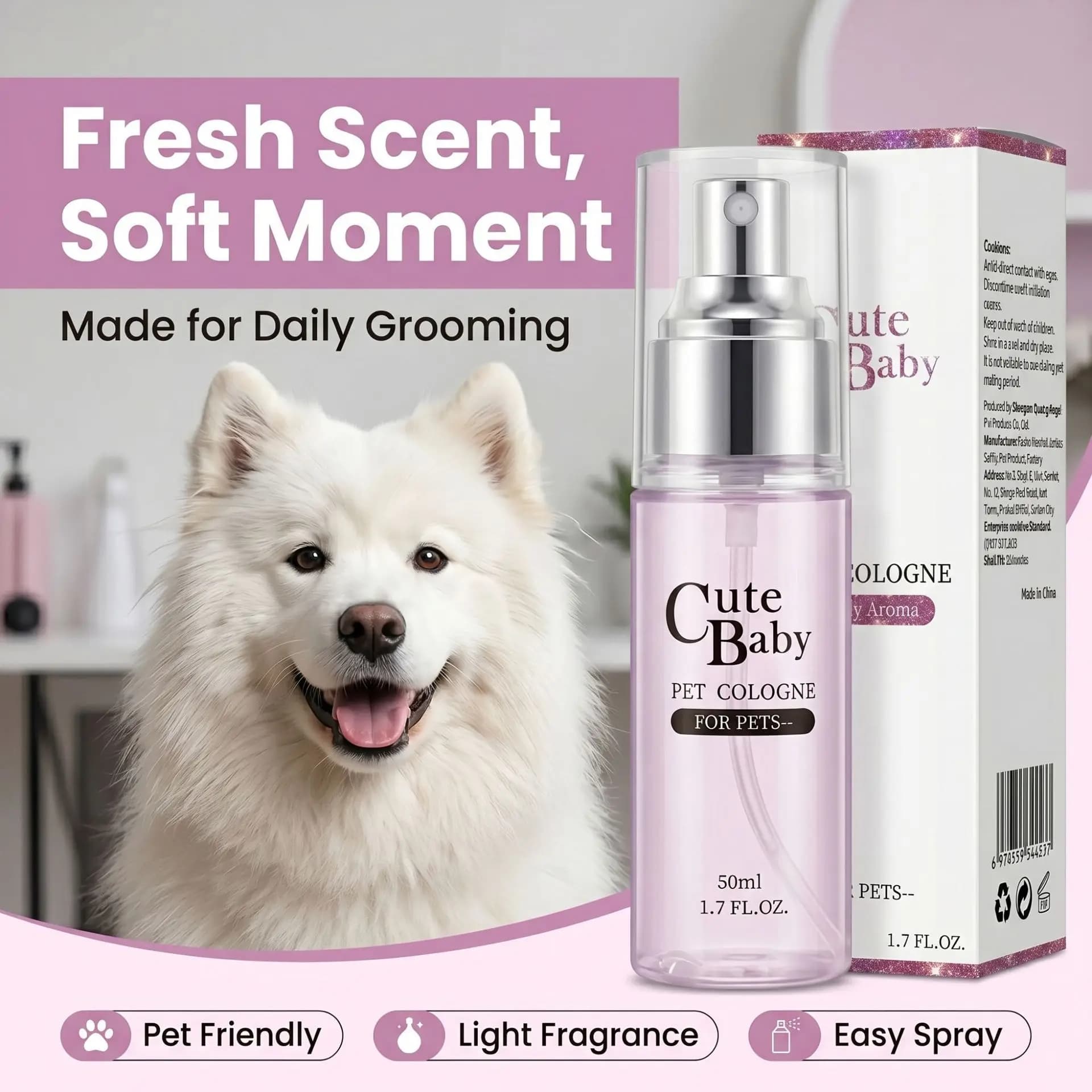 Pet Natural Deodorizing Spray Cats & Dogs Premium Fragrance Keeps Clean Fresh Gentle Safe Formula