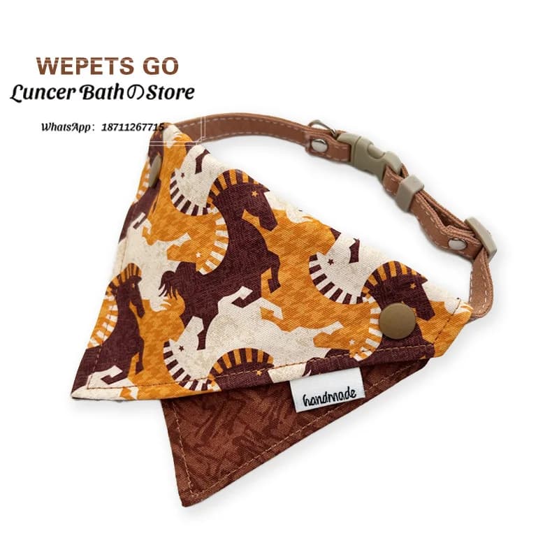 Cross-border new products, good luck in the Year of the Horse, old Qianfeng pet collar saliva towel, cat and dog bib