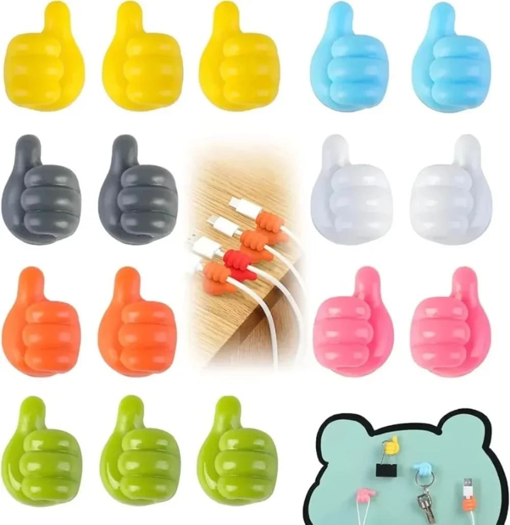 Thumb Cable Fixer Creative Desktop Data Cord Organizer Self Adhesive Wire Holder Keeper Cute Cord Management for Home Office Use