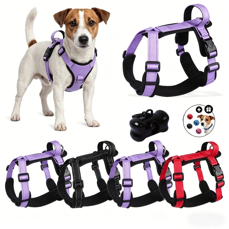 Adjustable Four-point Explosion-proof Dog Harness Litter Bag 4 Anti-lost Bells Medium and Large Dog Buckles Comfortable Safe