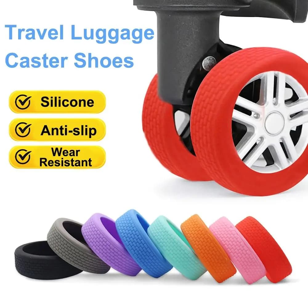 Set of 8 Silicone Covers for Valves with Reduction of Noise and Silent Protection for Trolley and Baggage