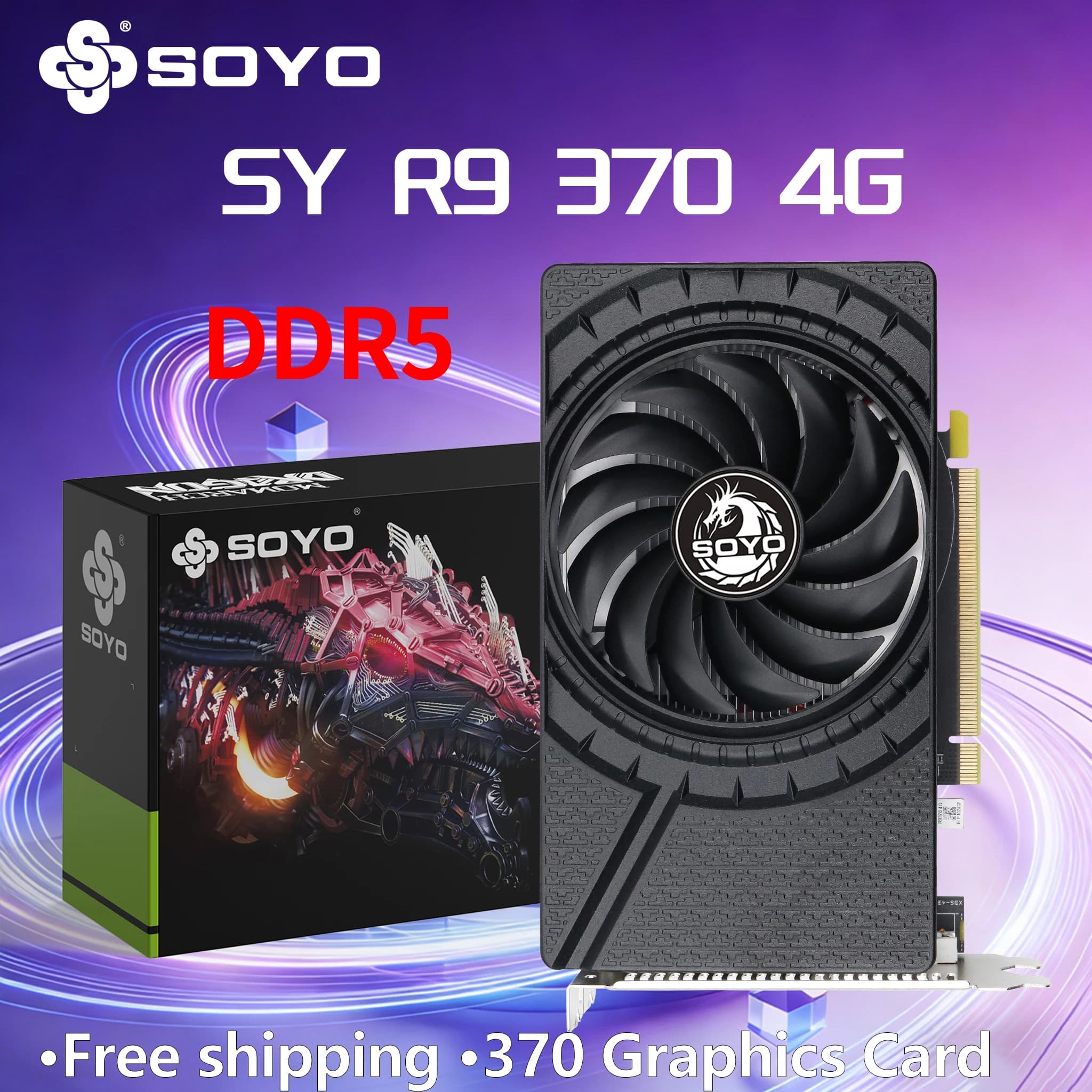 SOYO AMD Radeon R9 370 4GB GDDR5 Scheda grafica HDMI+DP+DVI PCIe3.0x16 28NM 256bit Scheda video PC Game Desktop Computer componen