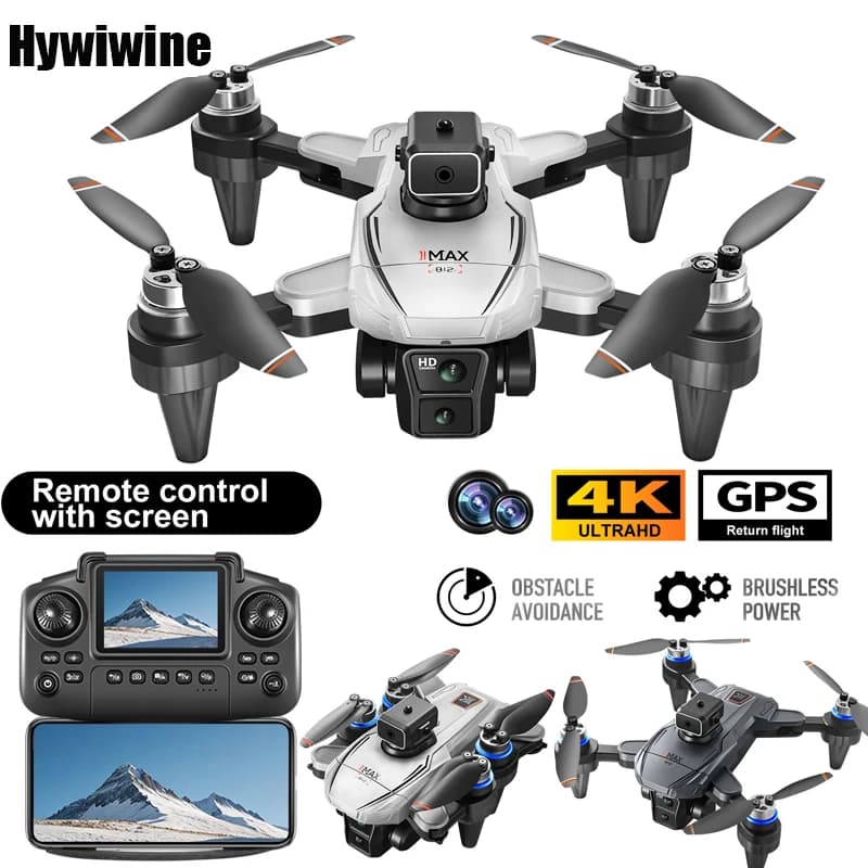 Drone GPS RC con schermo 4K professionale doppia fotocamera aerea senza spazzole flusso di luce intelligente per evitare ostacoli RC Quadcopter