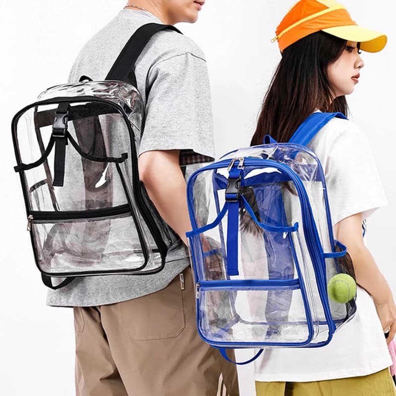Transparent PVC Fishing Backpack Outdoor Travel Pendolarism Hiking Tennis Rackets Transparent Waterproof Laptop Bag University Backpack