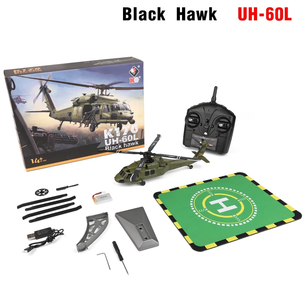 Wltoys K170 RC Elicottero UH-60L Black Hawk Doppio Brushless 6 Assi Giroscopio 4CH 4 Lame Aereo di Controllo Remoto Modello di Aereo Regali