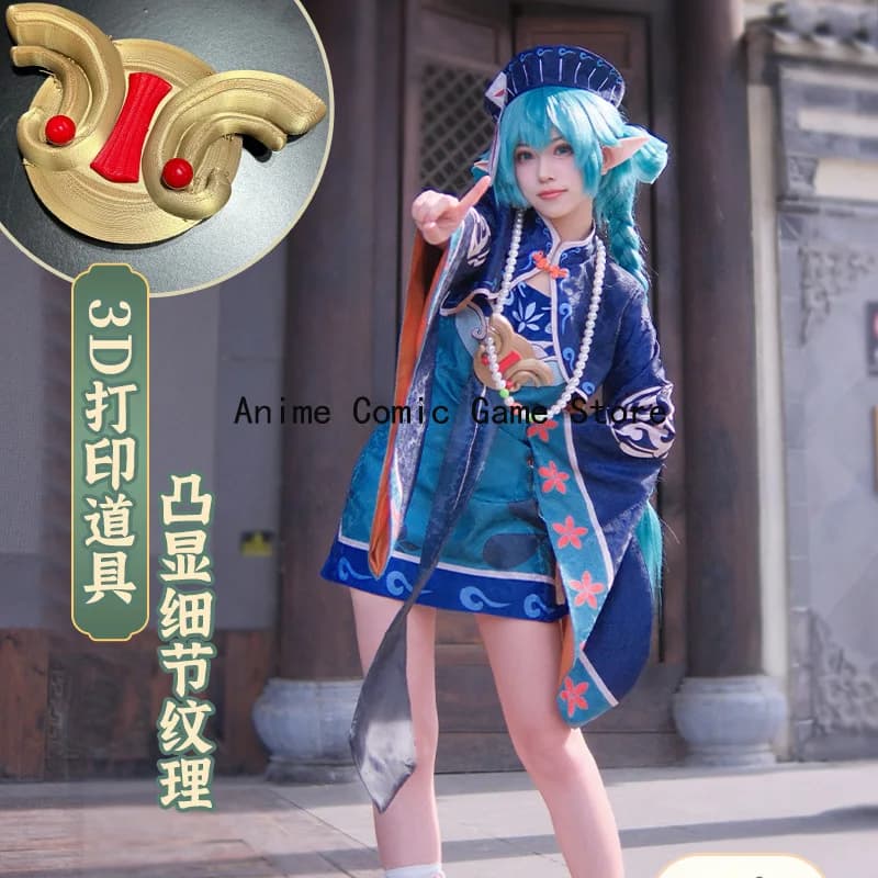 available Miku Zombie Cosplay Wig Wig Anime Cute Chinese vampire costume Helloween Dress Women's Party Dress