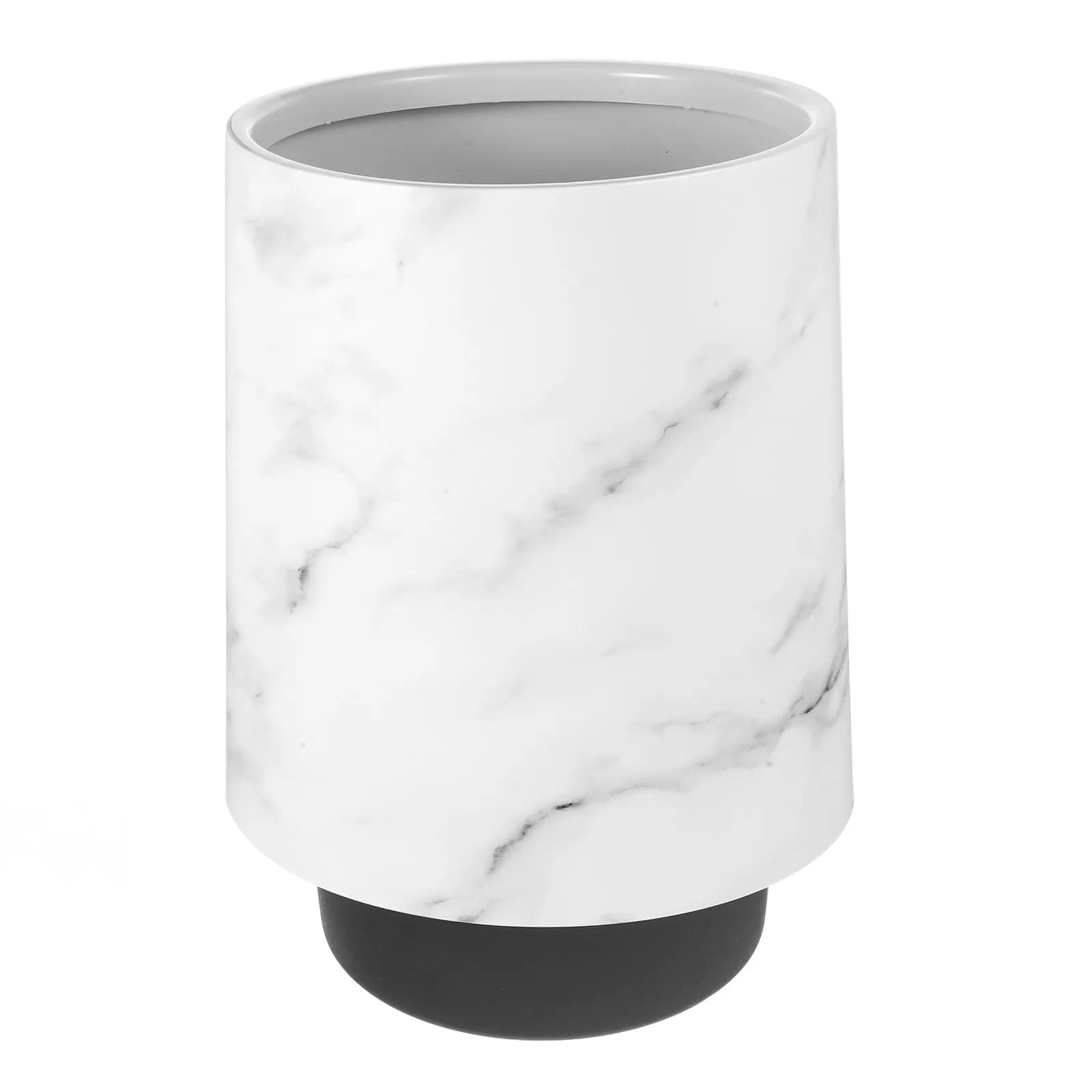 Cestino per Rifiuti a Doppio Strato con Texture Marmorizzata, Contenitore per Rifiuti in Plastica, Grande Bidone Rotondo Decorativo per Soggiorno