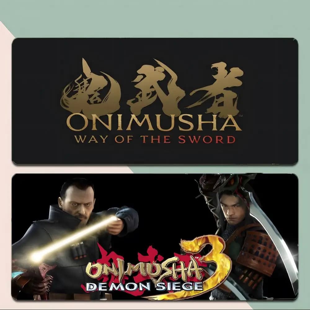Tappetino per mouse da gioco O-Onimusha con bordo cucito spesso, tappetino per mouse da gioco grande e antiscivolo