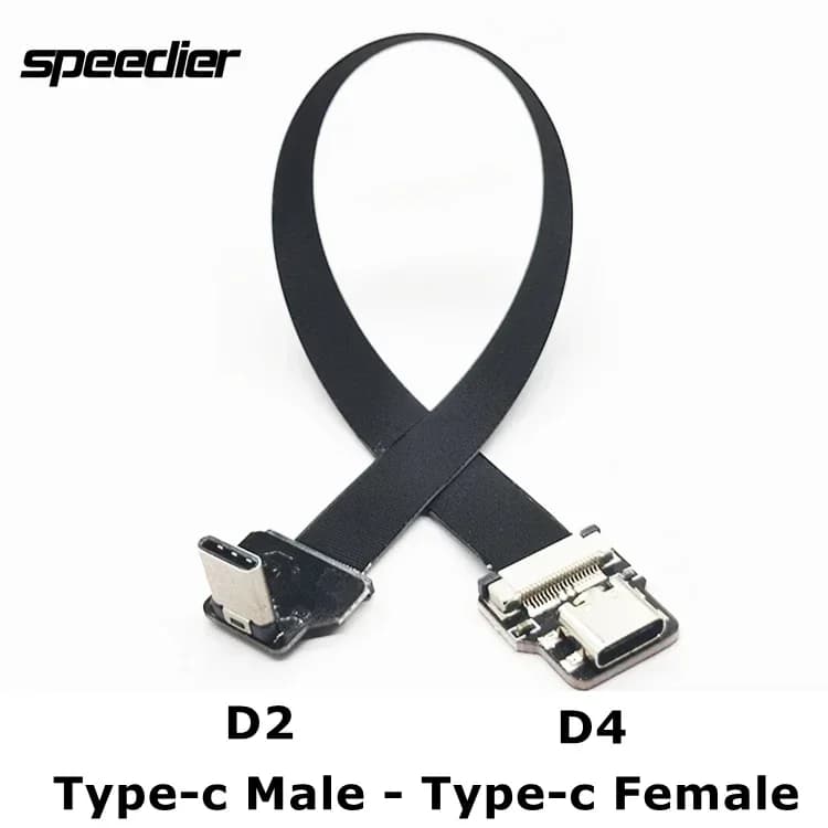 Cavo a nastro piatto flessibile Ultra sottile da USB tipo C a tipo C 90 gradi verso il basso cavo dati di ricarica FPV FPC sottile ad angolo retto sinistro
