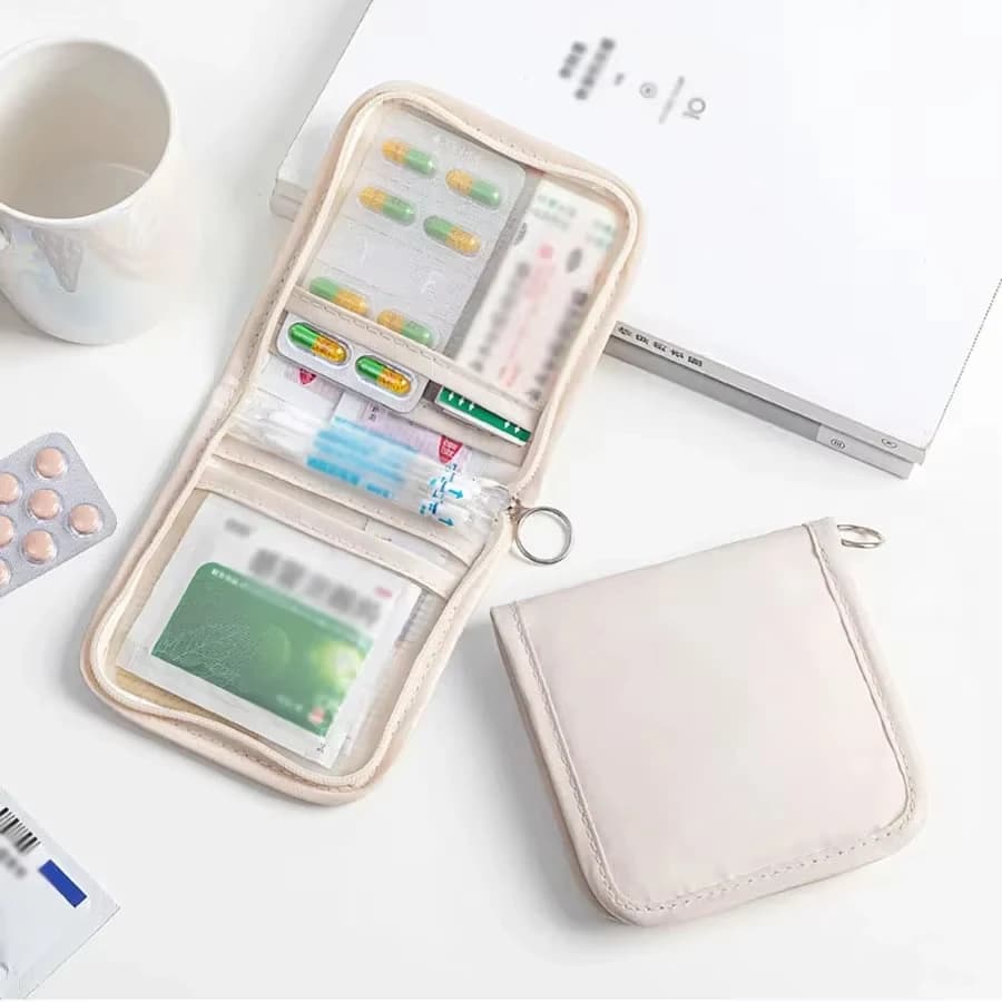 1PCS Mini Medical Pouch Portable Foldable Large Opening with Zip Sort First Aid Kit Outdoor Travel Essential Storage Bags