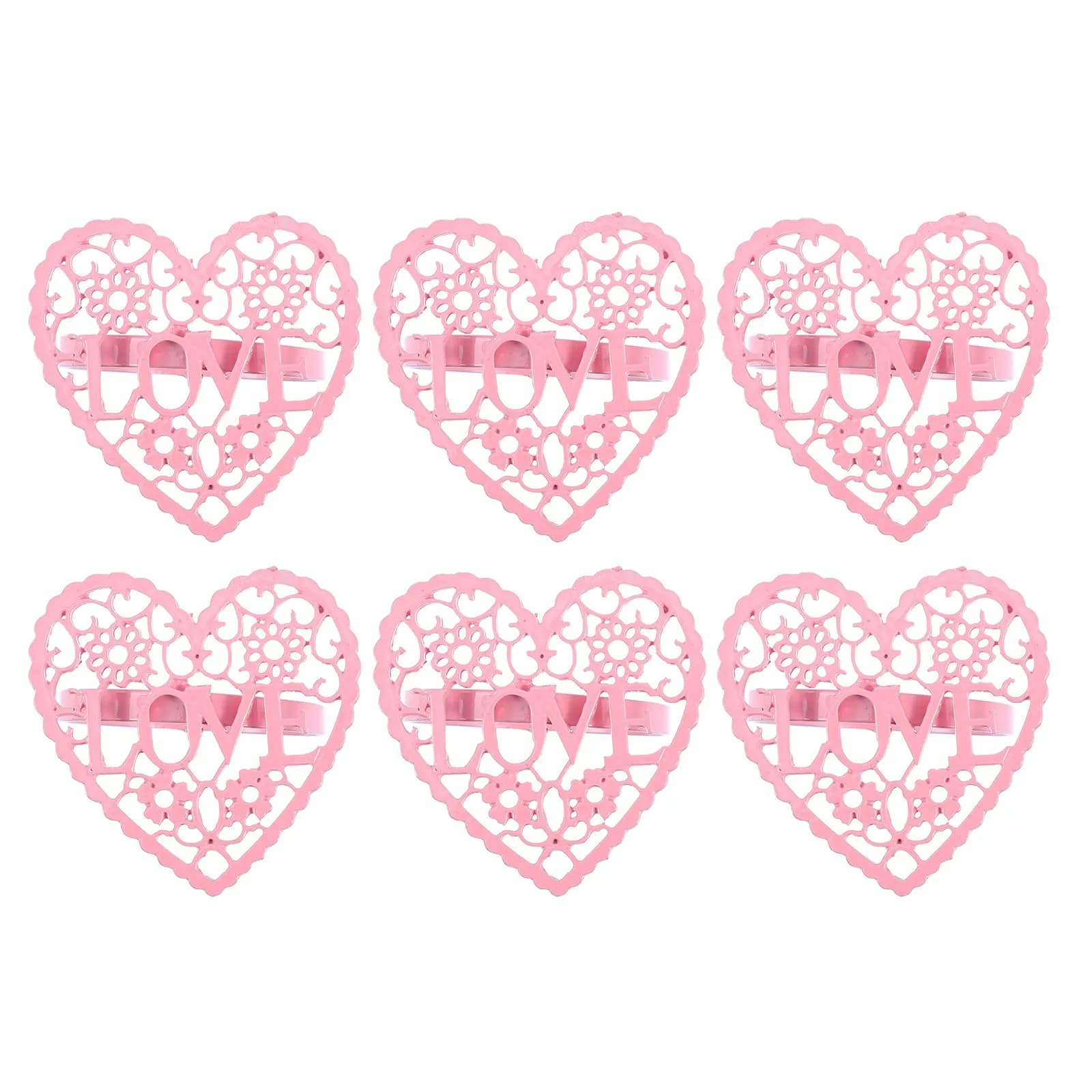 Set di 6 Portatovaglioli a Forma di Cuore in Lega Premium, Eleganti Decorazioni Traforate per Matrimoni, Feste e Allestimenti Tavola