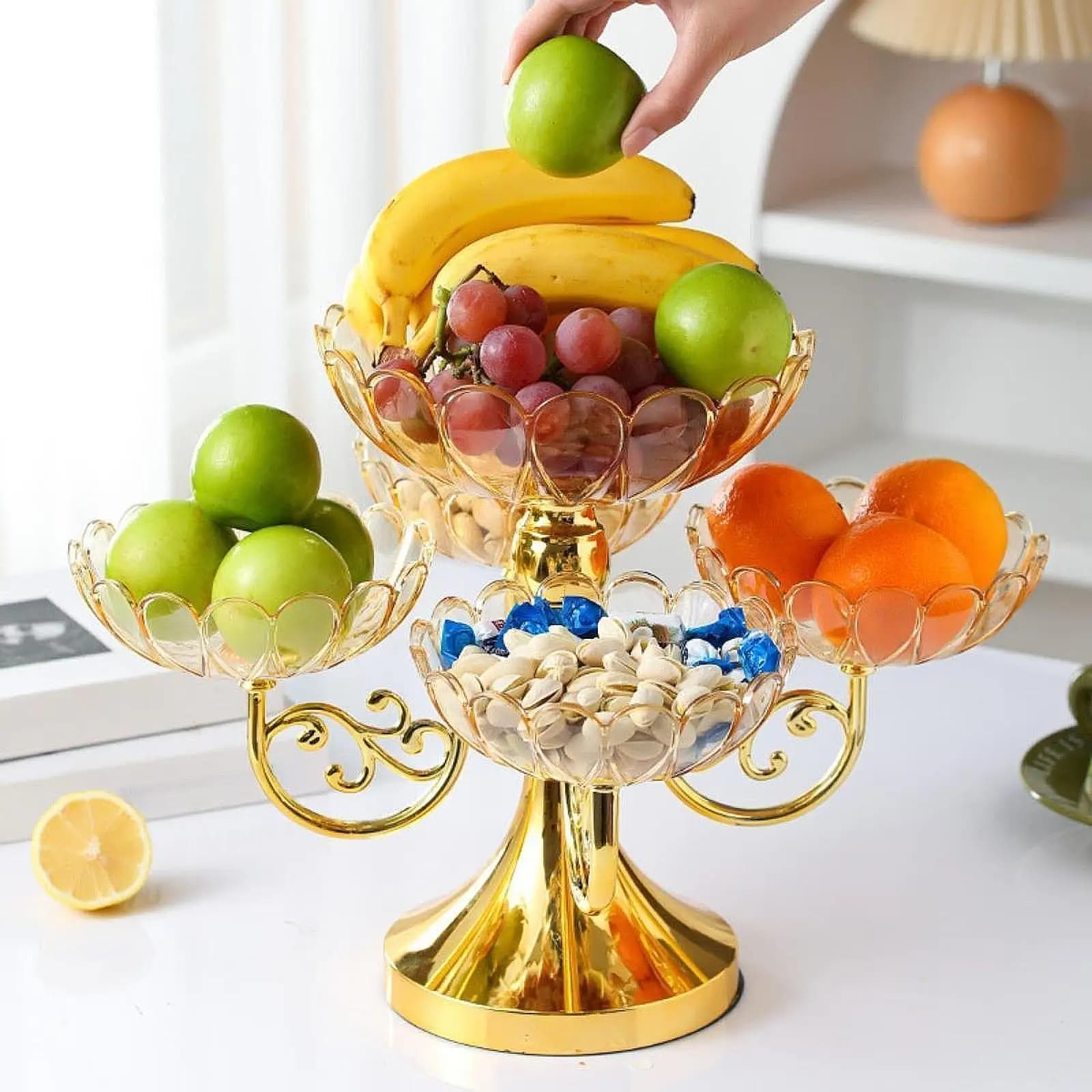 Vassoio Girevole per Snack, Piatto Decorativo Moderno per Frutta Secca, Organizzatore per Alimenti per Hotel, Ufficio, Casa, Matrimoni