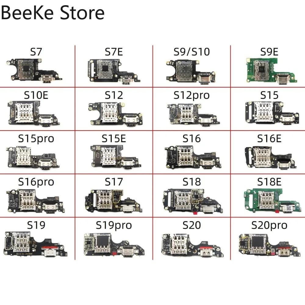 USB Charging Port For Vivo S15 S16 S17 S18 S19 S20 S30 S50 Pro S18E S19E Charger Jack Dock Board SIM Card Reader Plug Flex Cable