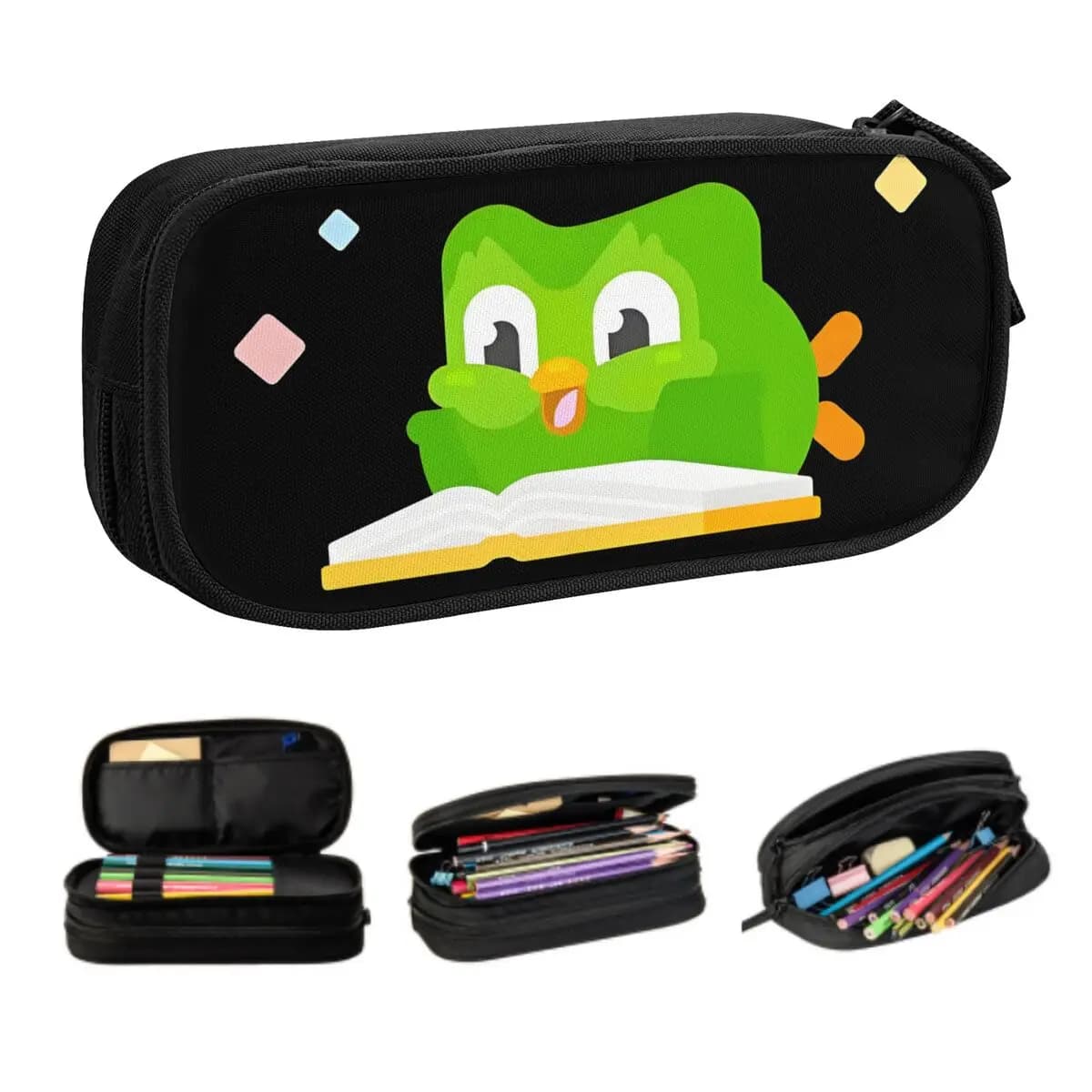 Kawaii Divertente D-Duolingos Astucci per Ragazze Ragazzi Adorabile Cartton Animale Grafica Grande Scatola per Penne Borsa Accessorio Scolastico