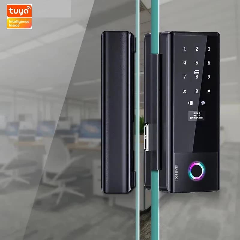 Blocco magnetico in vetro intelligente Ttlock Tuya con impronta digitale: password fittizia Gancio di bloccaggio solido Catenaccio elettronico digitale Blocco Bluetooth