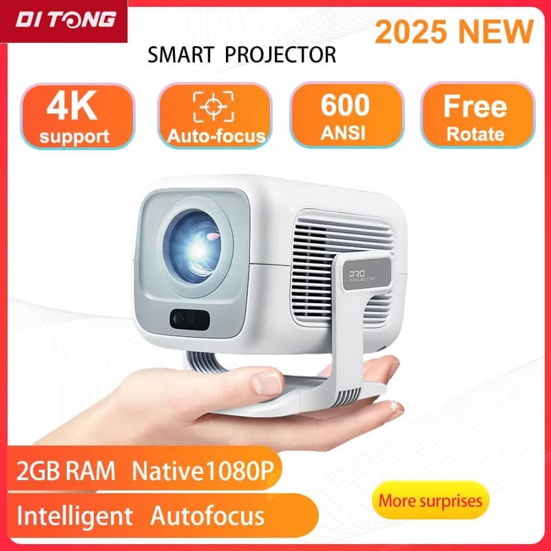 Proiettore DITONG X3Plus HD Supporto nativo 1080P Proiettore Android 4K WIFI6 BT5.4 Messa a fuoco automatica Proiettore home theater con chiavetta automatica