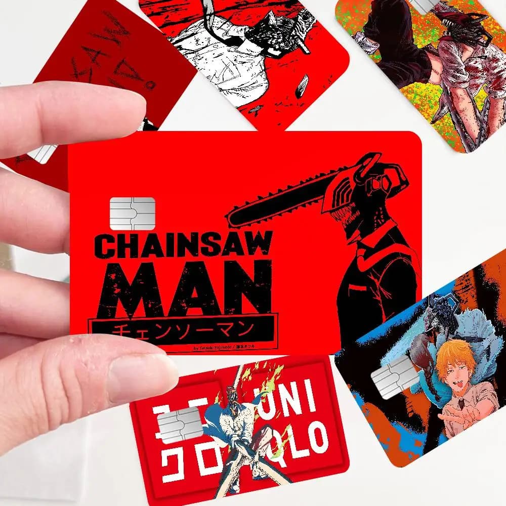 Hot Anime C_chainsaw M_man Gioco Anime Pellicola adesiva Custodia in pelle per piccola grande senza chip Carta di credito di debito lato anteriore