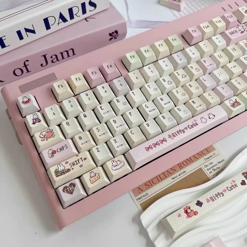 Miffy Rabbit Keycap PBT Five-sided Sublimation Original Height Mechanical Keyboard Cross-axis Game E-sports Accessories