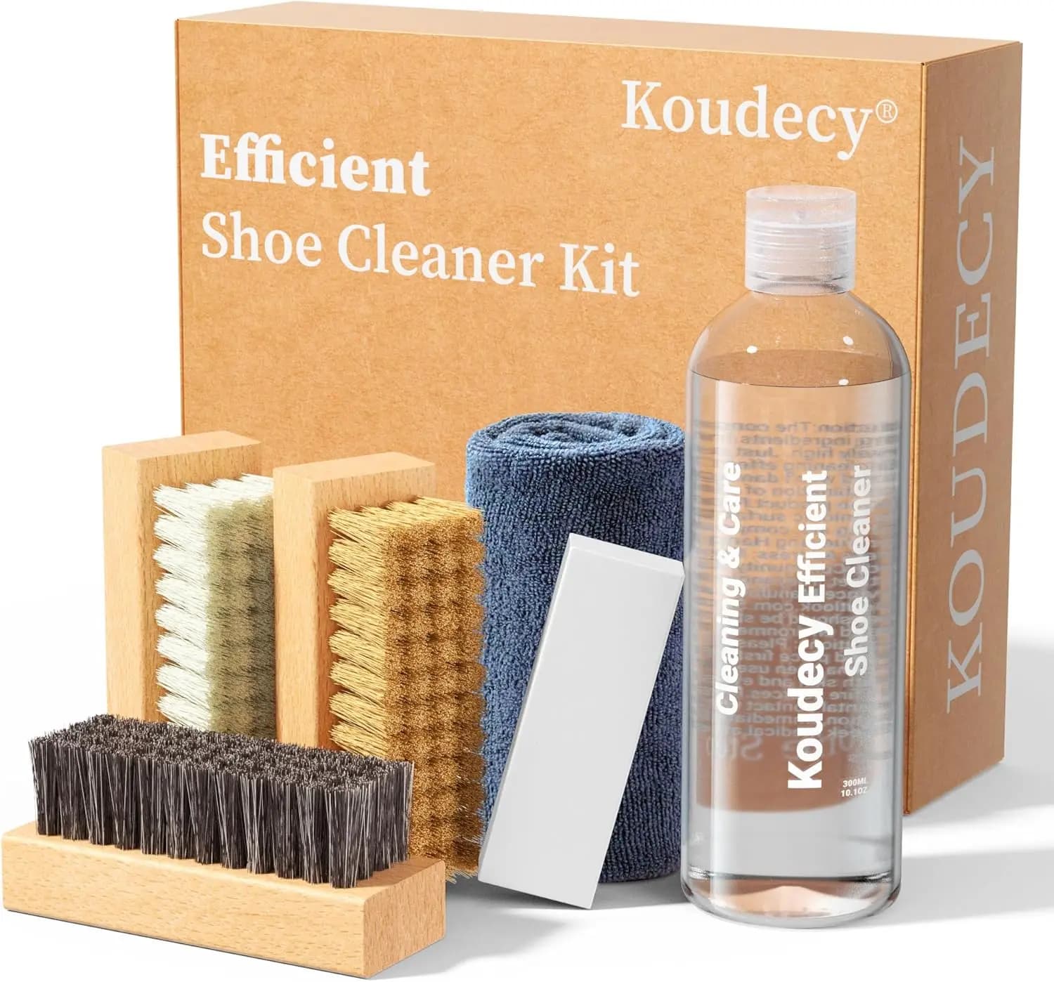 Kit per la Pulizia delle Sneaker - Detergente da 10.1Oz, Gomma, Spazzole e Asciugamano per Scarpe Bianche