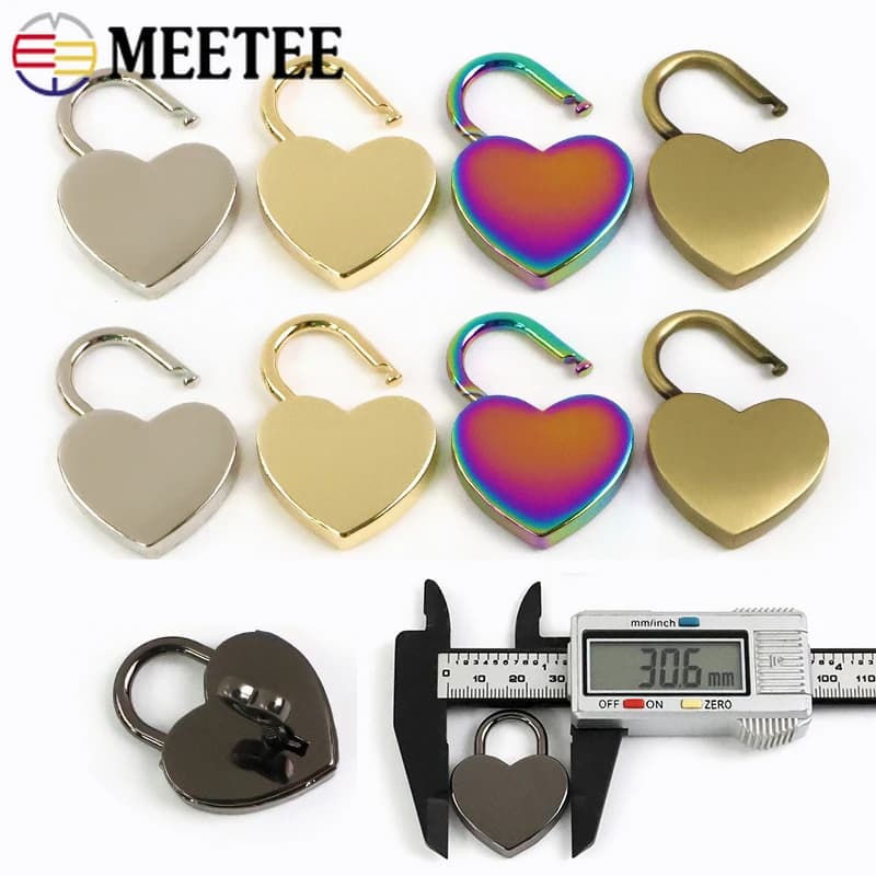 2/5/10Set Cuore Fibbie In Metallo Lucchetto Contenitore di Gioielli Decor Chiusura di Blocco Diario Libro Valigia Chiusura Chiave Serrature Accessori per la Borsa