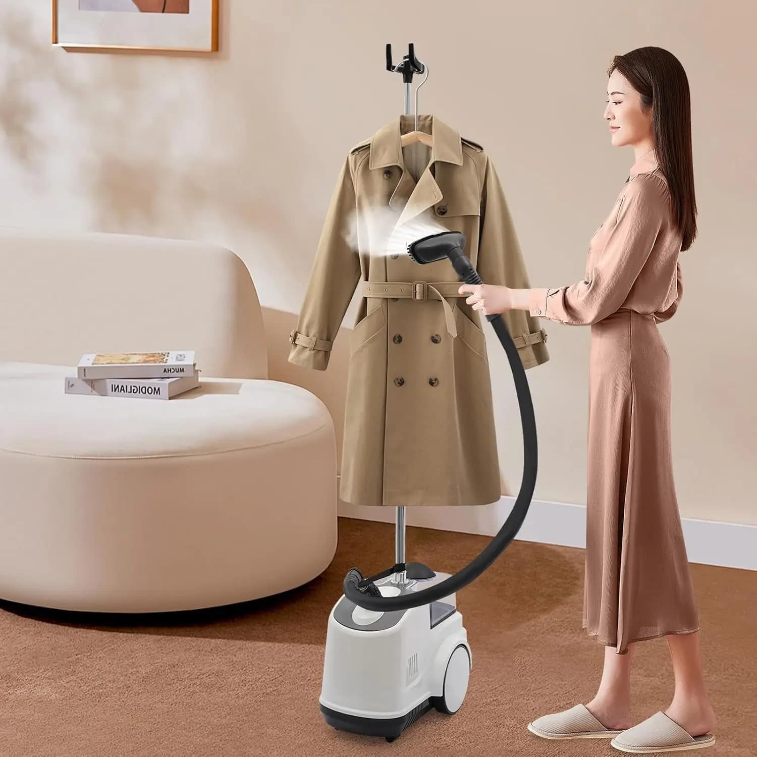 Vaporiera professionale a riscaldamento rapido 45s per vestiti, vaporizzatore per indumenti commerciale per carichi pesanti 1500 W potente in piedi