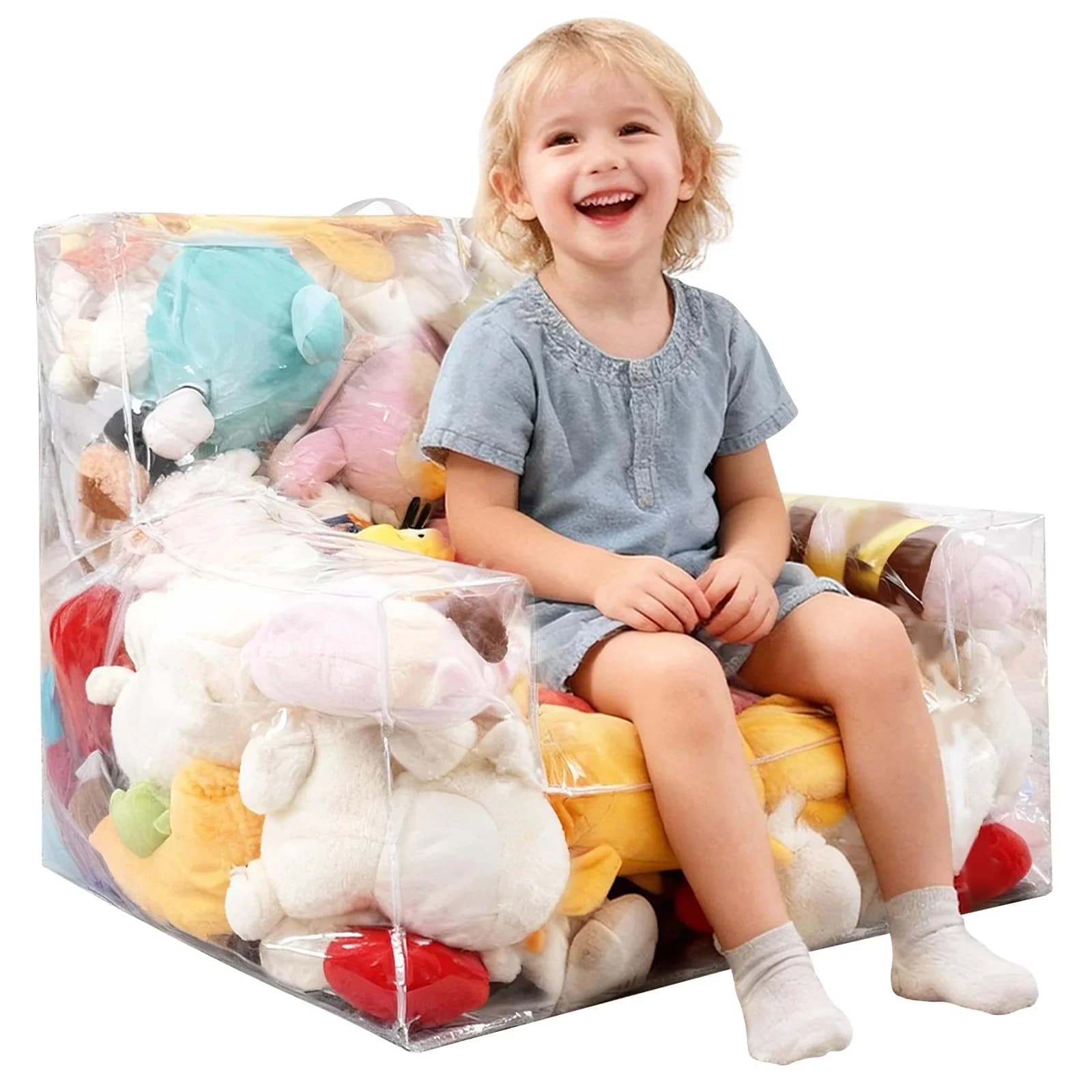 Coprisedia in Peluche Trasparente per Giocattoli, Borsa Portaoggetti Extra Large con Cerniera per Animali di Peluche e Bambole