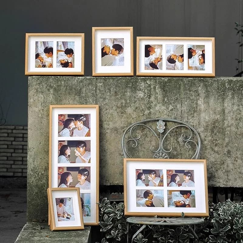 Handmade Wooden Photo Frame Creative Combination Stand Multi-Picture Hollow out 3D Wooden Picture Frame Couple Gift