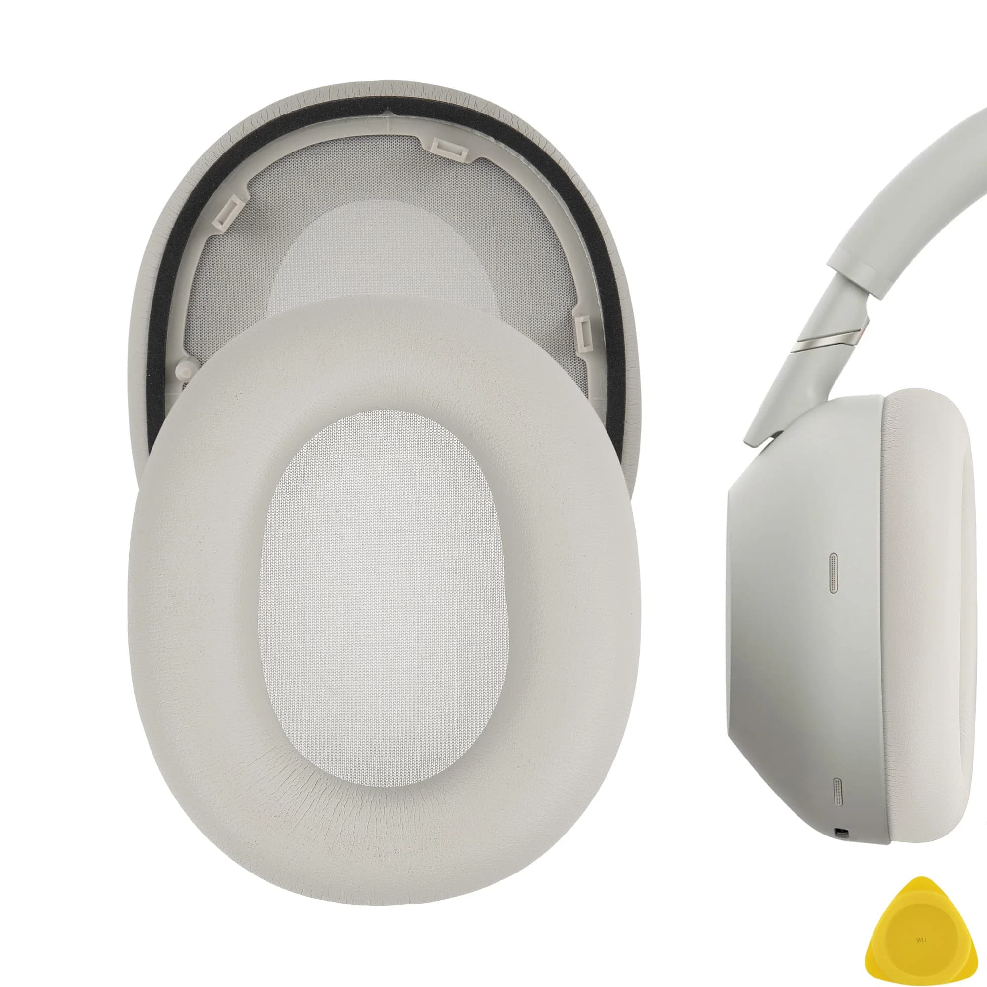 Geekria Cuscinetti auricolari di ricambio per cuffie wireless con cancellazione del rumore Sony WH-1000XM6, parti di ricambio (Argento Platino)