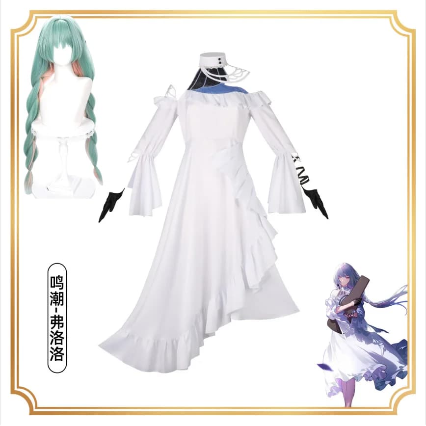 Costume cosplay di Wuthering Waves Phrolova, abito bianco, lo stesso costume per spettacoli teatrali di Halloween del personaggio del gioco