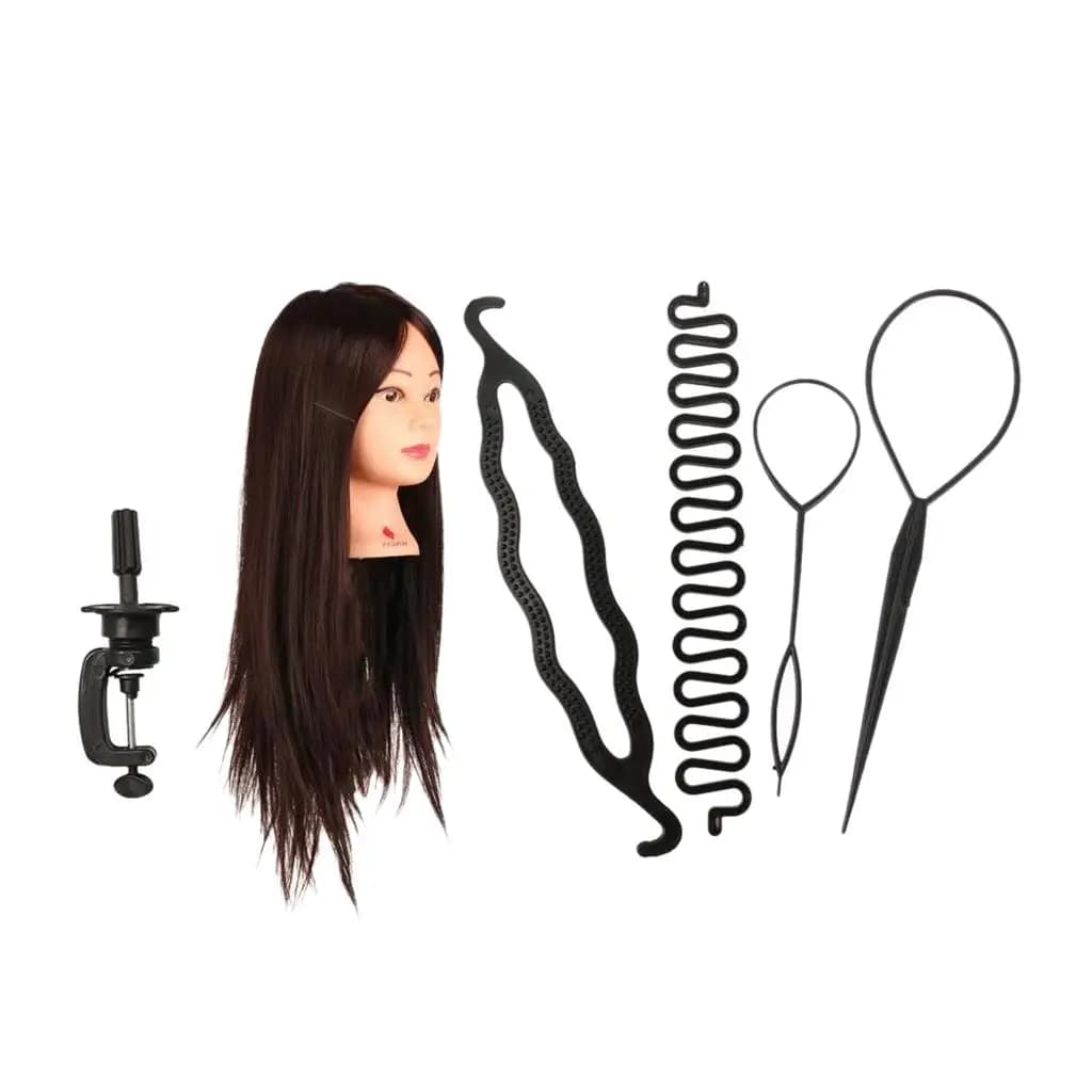 Head clamp for training practice for 22 inch hairdressers + braid tool set