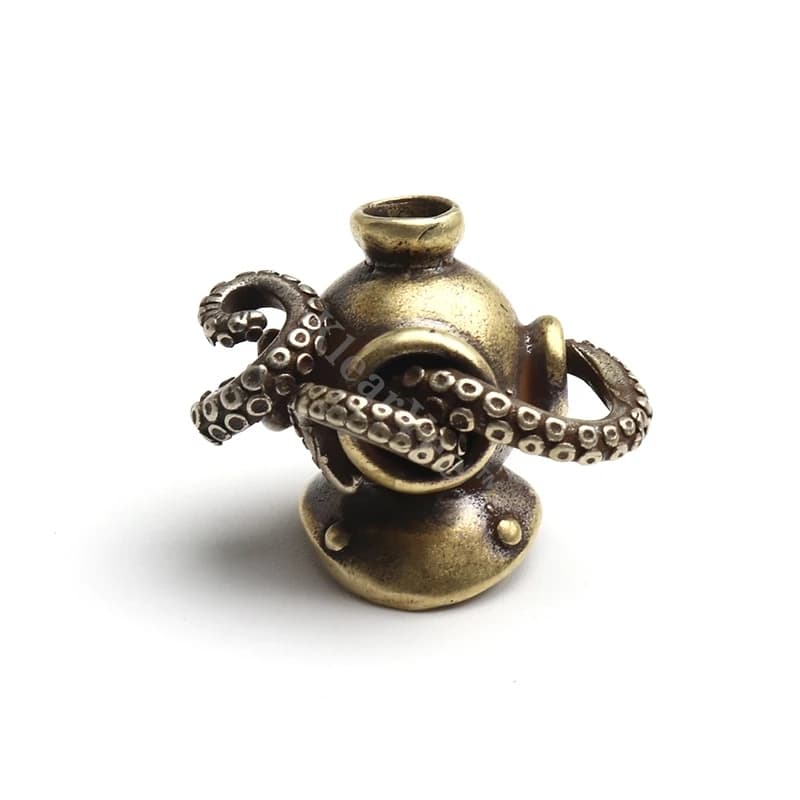 KlearVee Octopus Ottone Paracord Coltello intrecciato Perlina EDC Fidget Spinner Strumento da campeggio esterno Zaino Accessorio Portachiavi Ciondolo