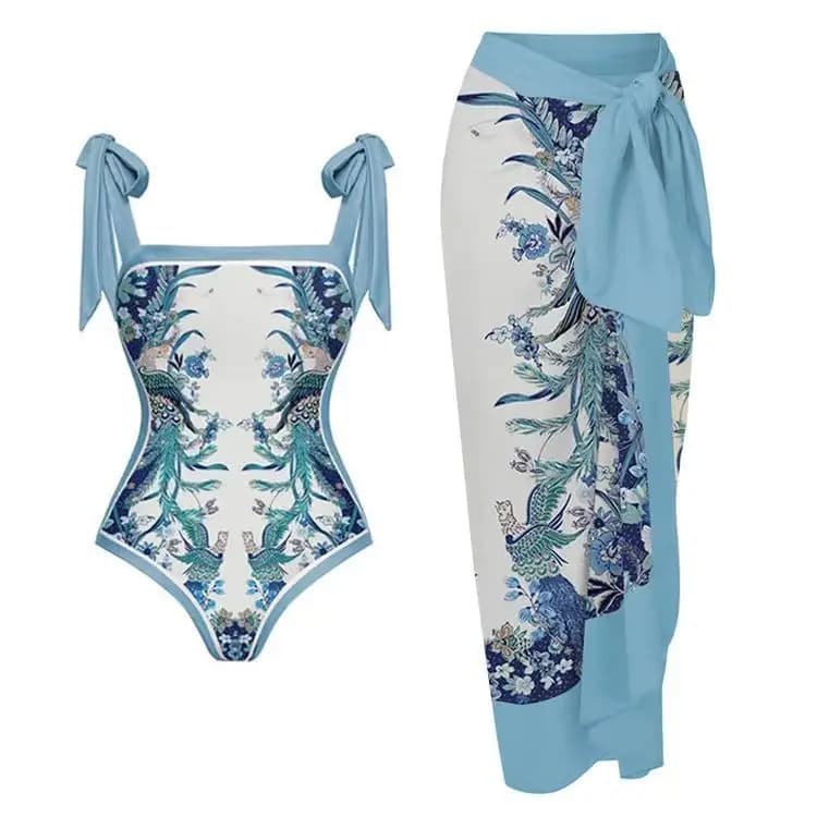Nuovo Costume da Bagno Intero da Donna 2024, Bikini a Doppio Lato con Stampa Floreale, Set da Spiaggia per Nuoto e Surf