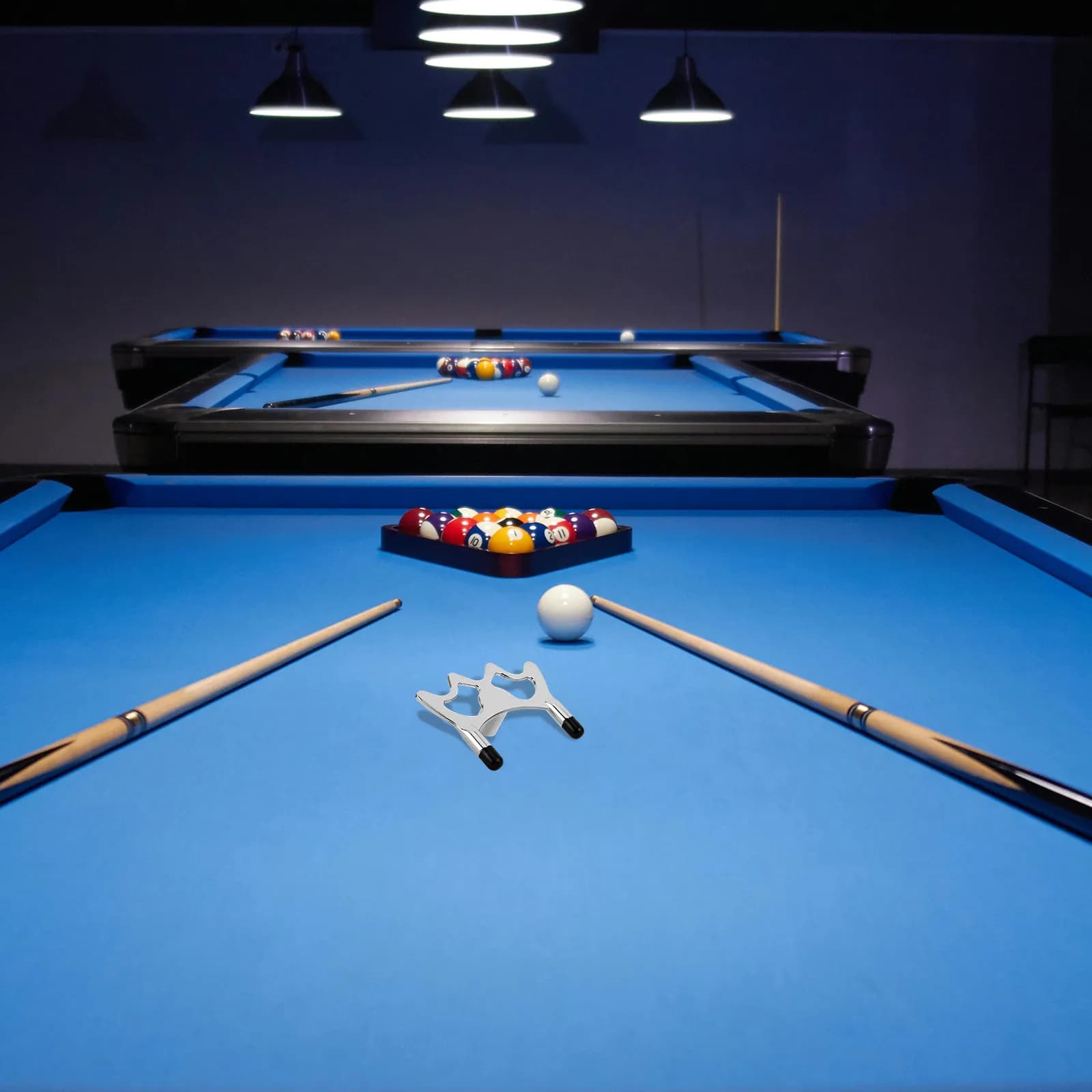 Supporto Portatile per Stecca da Biliardo con Testa a Ponte in Metallo Regolabile con Vite, Accessorio Stabile per Gioco a Tavolo