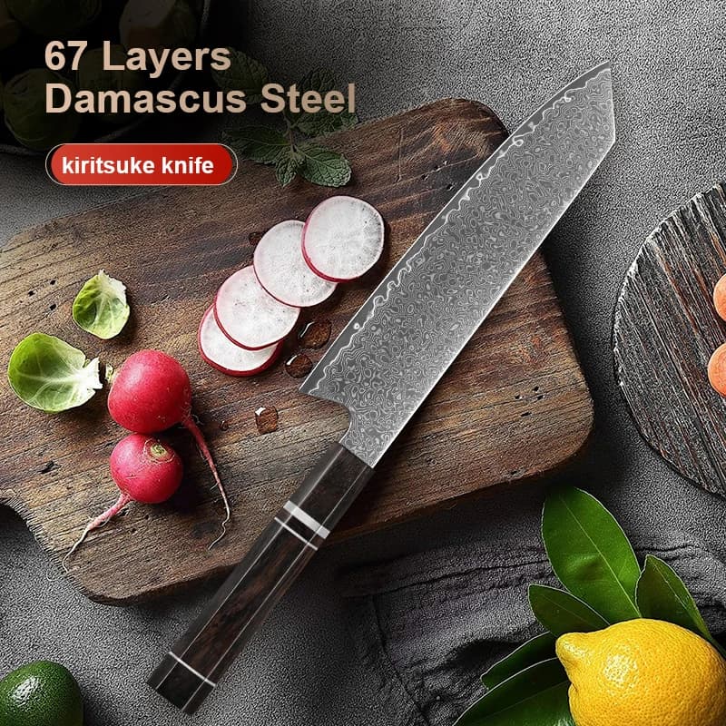 8 "Kiitsuke Japanese knife hand forged 67 layers Damascus steel kitchen knives Slicing machine Meat Sashimi Baking tools Ebony wood Han
