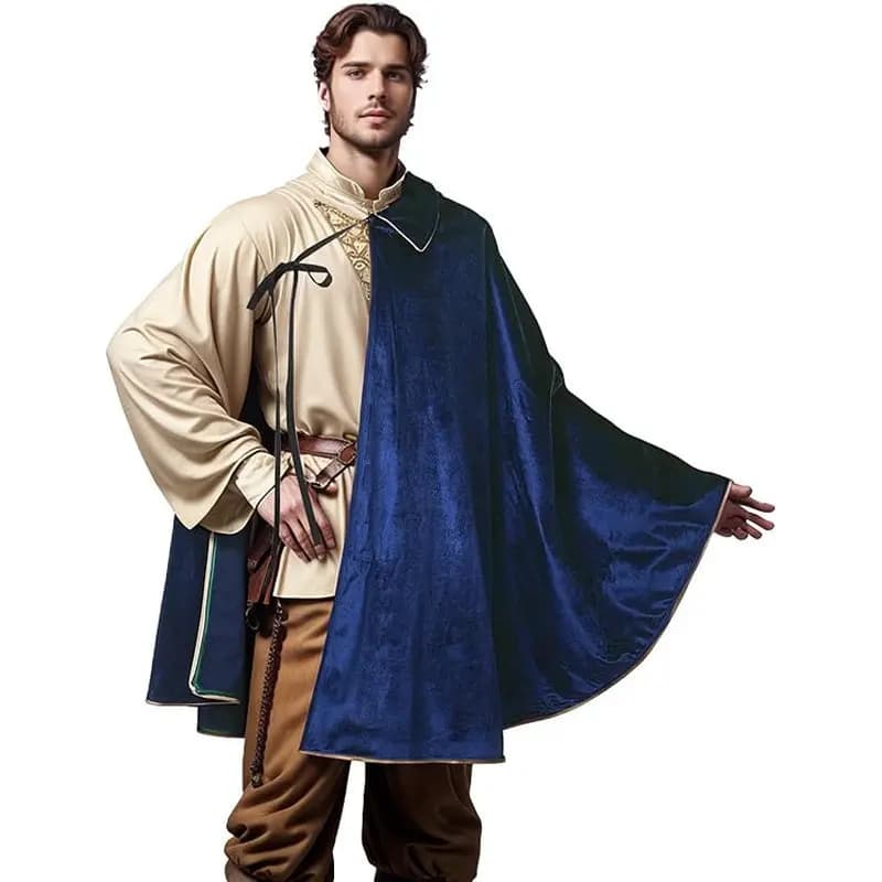 Mantello Steampunk Medievale da Muschettero per Uomo e Donna, Sciarpa a Mezzo Spalla, Mantello da Samurai, Mantello da Guerriero LARP, Costume di Halloween e Carnevale