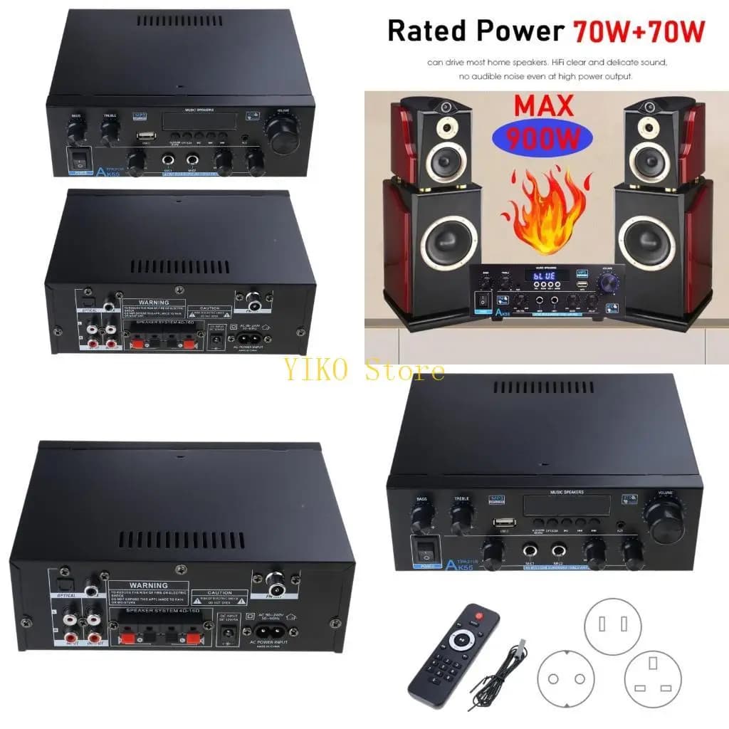 K32C Amplificatori potenza per voce domestica 5.0 compatibili con 70Wx2 a due canali con ingresso microfoni