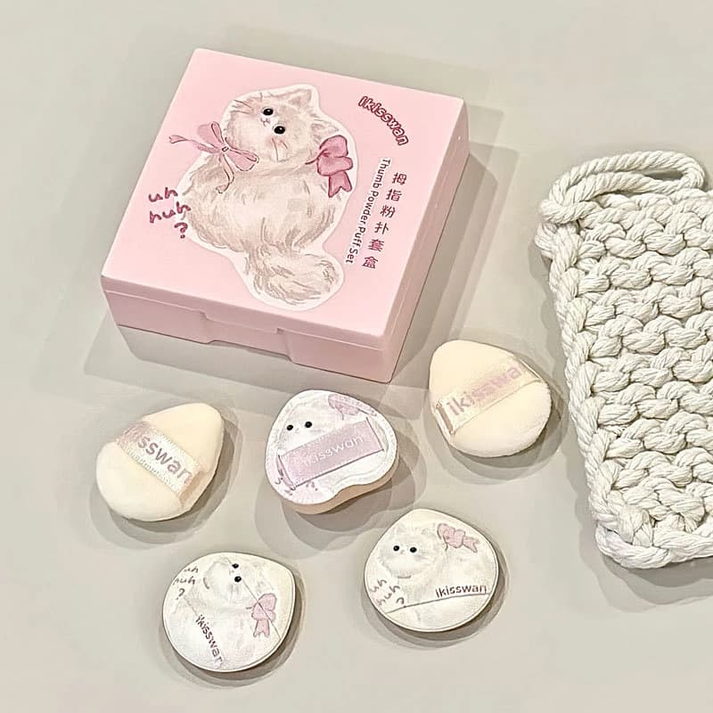 Set di 5 Mini Spugnette per Trucco con Scatola, Morbide Spugne in Velluto per Makeup Viso, Strumenti Professionali per il Trucco