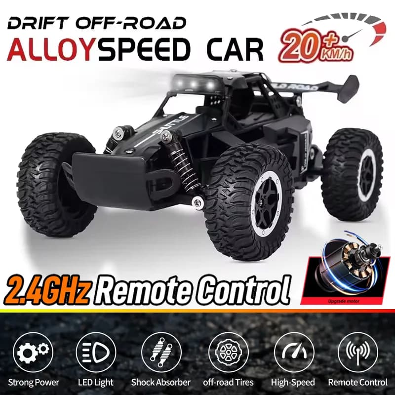 Nuove Auto RC 20 KM/H ad Alta Velocità 2WD Fuoristrada con Fari LED 2.4GHz Monster Truck Giocattoli RC per Esterni Regali