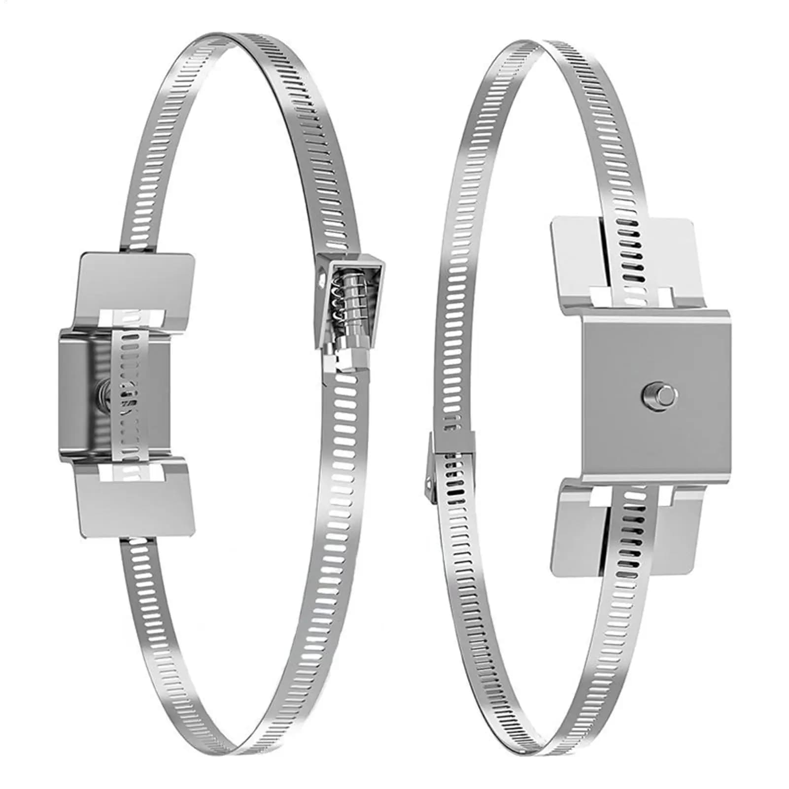 Staffe per pali 2 pezzi Staffa per fascia per segnale stradale Hardware in metallo regolabile per telecamere con asta per asta telefonica rotonda Pannello solare Acqua