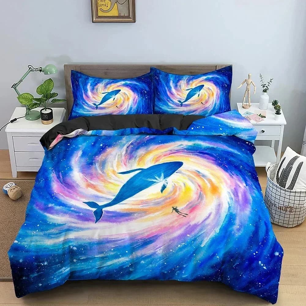 Set Copripiumino con Motivo Squalo, Set Biancheria da Letto con Federe, Misure Twin, Full, Queen, King