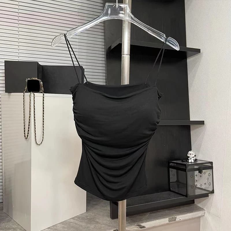 Top a Bretelle Sexy da Donna Estivo con Imbottitura Integrata, Reggiseno con Schiena Bella, Intimo, Maglietta Base, Abbigliamento Esterno, Stile Corto