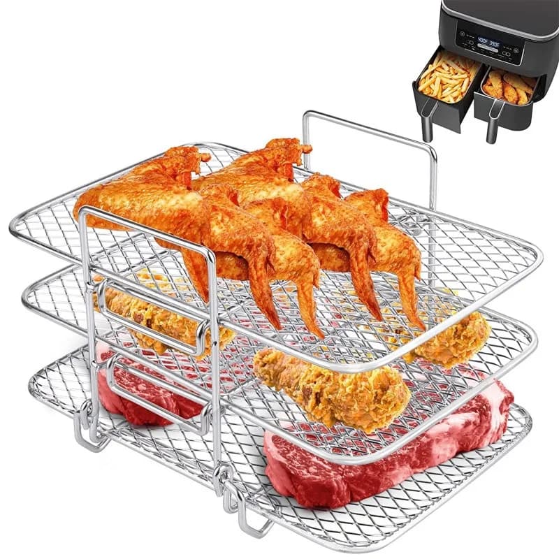 Removable Multilayer Kitchen Grills, Stainless Steel Supports Reinforced for Steam and Oven Cooking, Suitable for Pots and Air Fryers