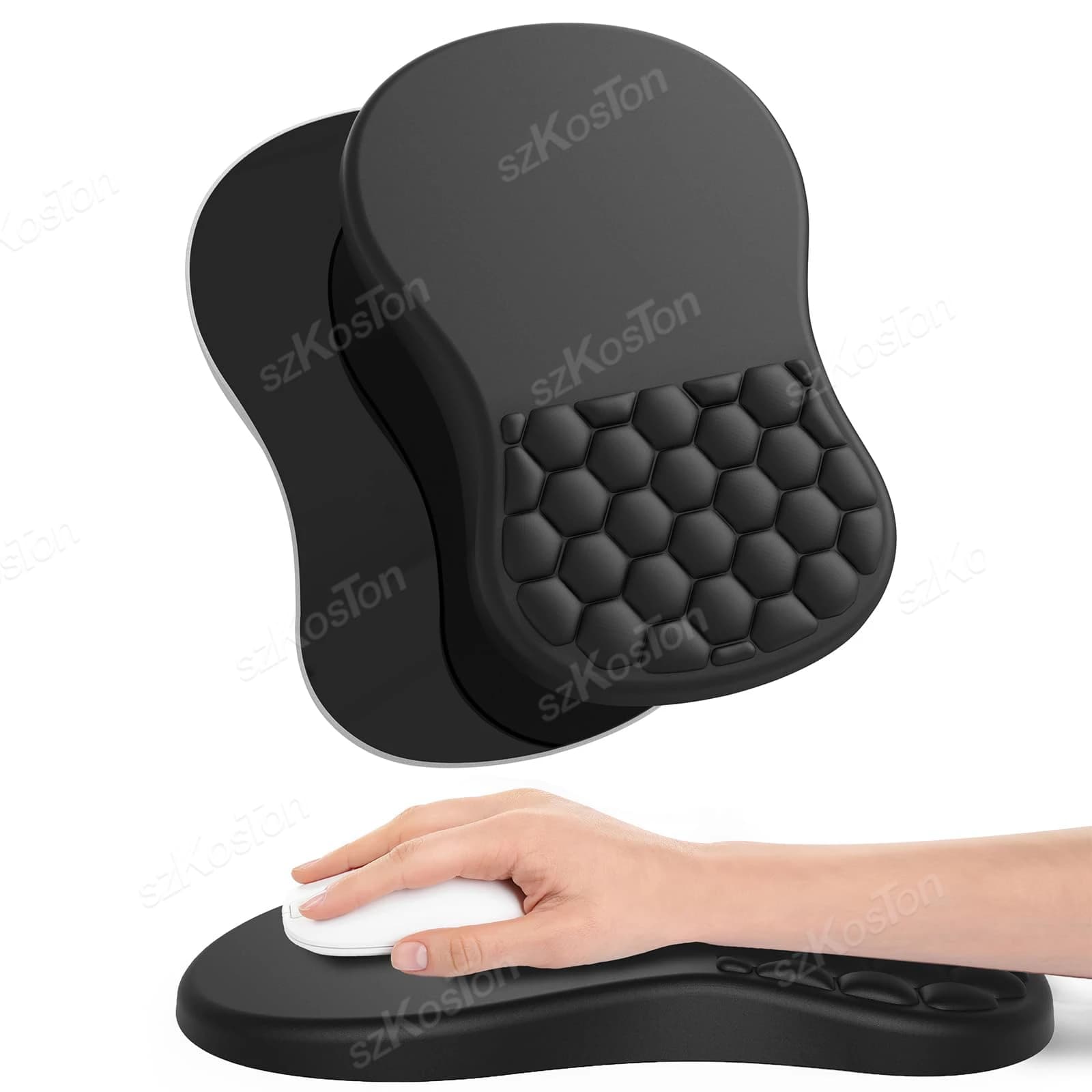 Tappetino per mouse con poggiapolsi Tappetino per mouse ergonomico integrato in memory foam con pendenza Massaggio rigonfio Tappetino per mouse da ufficio per alleviare il dolore del tunnel carpale