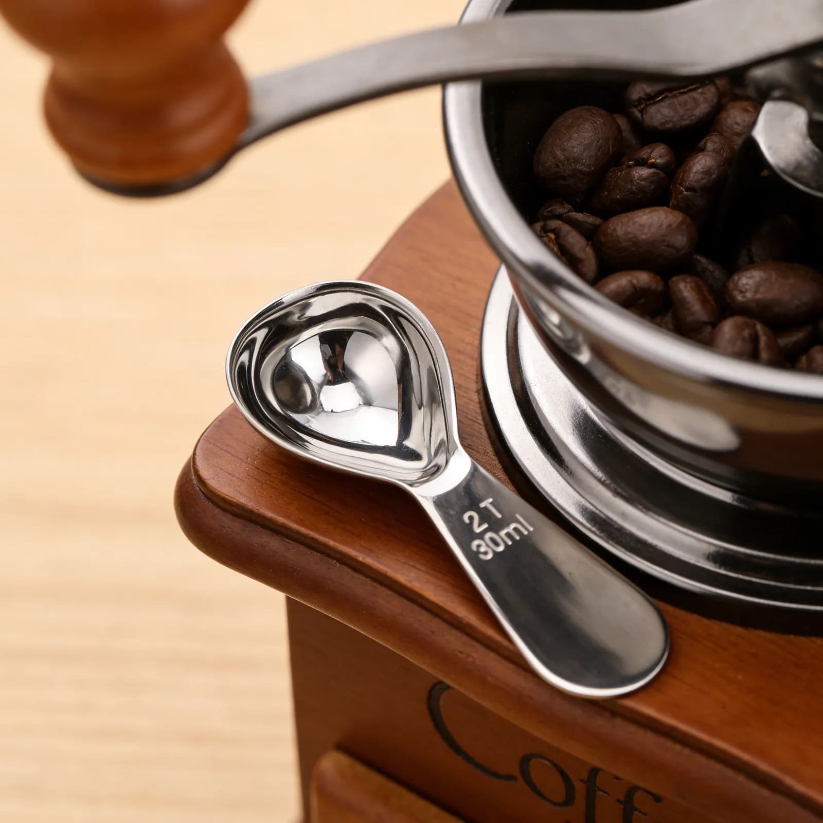 2Pcs Stainless Steel Coffee Scoop Measuring Spoon Ergonomic Handle for Ground Coffee Beans Protein Powder Tea Sugar 30Ml