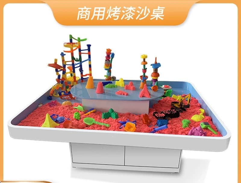 Bellissimo Tavolo Giocattolo in Legno Dipinto per Bambini, Spazio per Giochi con Sabbia e Blocchi di Costruzione, Personalizzabile