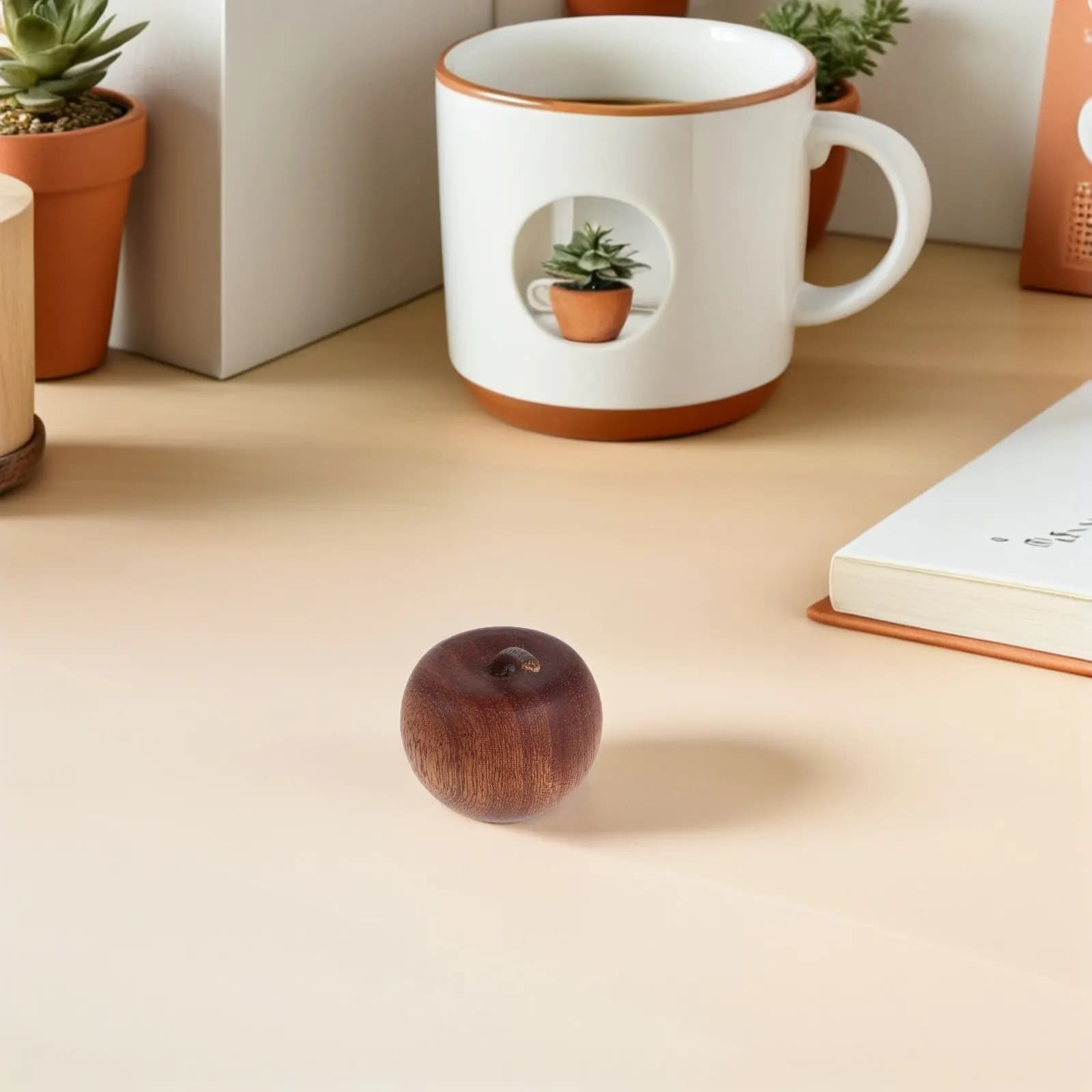 Set di 4 Diffusori di Oli Essenziali in Legno Ispirati alla Frutta, Blocchi Aromaterapici per Casa, Ufficio, Auto, Camera da Letto, Diffusore di Profumo Portatile
