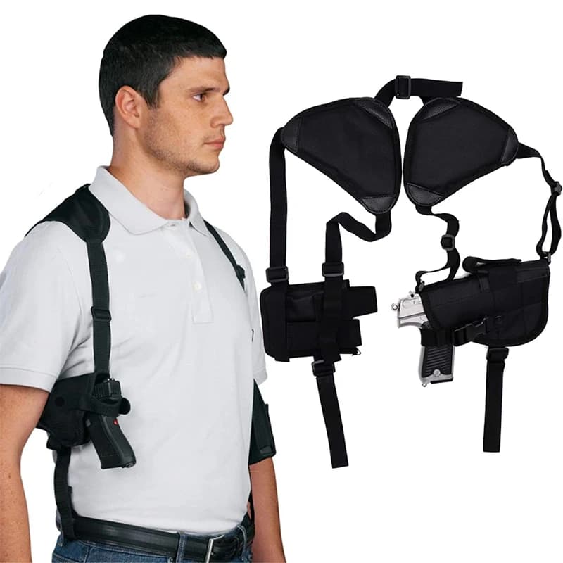 Fondina tattica universale a tracolla per trasporto nascosto per G17 43X M9 APX P09 con 2 tasche